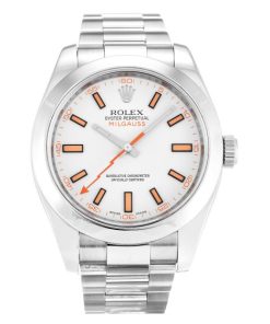 40 MM Steel White Baton Replica Rolex Milgauss 116400