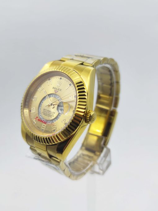 42 MM Yellow Gold Champagne Arabic Replica Rolex Sky-Dweller 326938 - Image 2
