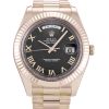 41 MM Rose Gold Black Roman Numeral Replica Rolex Day-Date II 218235