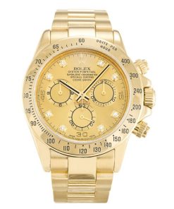 40 MM Yellow Gold Champagne Diamond Replica Rolex Daytona 116528