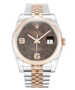 36 MM Steel & Rose Gold Chocolate Floral Diamond Replica Rolex Datejust 116231