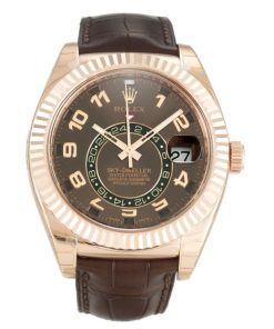 42 MM Rose Gold Brown Arabic Replica Rolex Sky-Dweller 326135