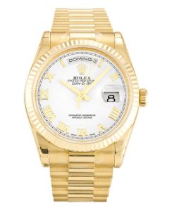 36 MM Yellow Gold (President) White Replica Rolex Day-Date 118238