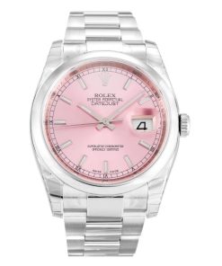 36 MM Steel (Oyster) Pink Baton Replica Rolex Datejust 116200