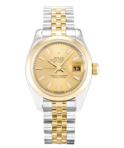 26 MM Steel & Yellow Gold Champagne Baton Replica Rolex Datejust Lady 179163