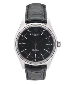 25 MM Ladies Quartz Black dial Replica Rolex Cellini 4233/8