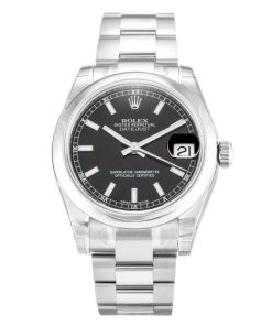 31 MM Steel Black Baton Replica Rolex Datejust Lady 178240