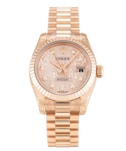 26 MM Pink Gold Rose Gold Diamond (Jubilee) Replica Rolex Datejust Lady 179175