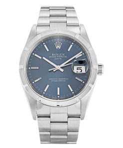 34 MM Steel (Oyster) Blue Baton Replica Rolex Oyster Perpetual Date 15210