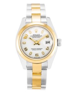 26 MM Steel & Yellow Gold White Arabic Replica Rolex Datejust Lady 179163