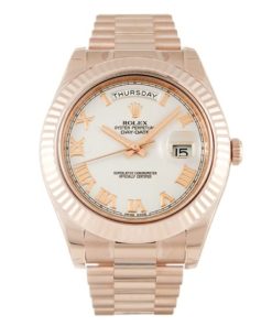 41 MM Rose Gold Ivory Roman Numeral Replica Rolex Day-Date II 218235