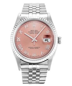 36 MM Steel & White Gold Pink Roman Numeral Replica Rolex Datejust 16234