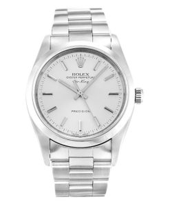 34 MM Steel (Oyster) Silver Baton Replica Rolex Air-King 14000M