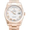 36 MM Rose Gold & Steel (Oyster) White Roman Numeral Replica Rolex Day-Date 118235