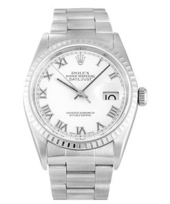 36 MM Steel (Oyster) White Roman Numeral Replica Rolex Datejust 16220