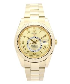 42 MM Yellow Gold Champagne Arabic Replica Rolex Sky-Dweller 326938