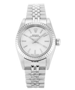 26 MM White Gold Silver Baton Replica Rolex Lady Oyster Perpetual 76094