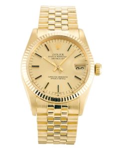 30 MM Yellow Gold Champagne Baton Replica Rolex Datejust Mid-Size 6827