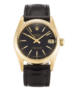 31 MM Yellow Gold Black Baton Replica Rolex Datejust Mid-Size 6827