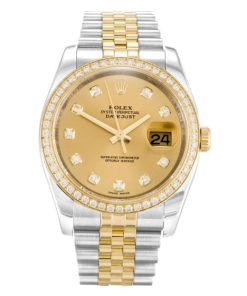 36 MM Steel & Yellow Gold set with Diamonds Replica Rolex Datejust 116243