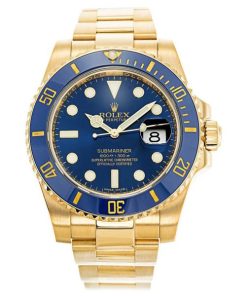 40 MM Gold Plated 316 Grade Stainless Steel Replica Rolex Submariner Blue Dial Gold 116618LB