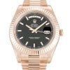 41 MM Rose Gold Black Baton Replica Rolex Day-Date II 218235