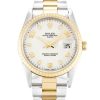 34 MM Steel & Yellow Gold White Arabic Replica Rolex Oyster Perpetual Date 15223