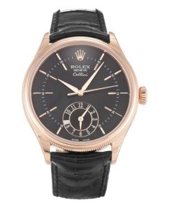 39 MM Mens Rose Gold Black Baton Replica Rolex Cellini 50525