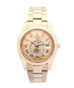 42 MM Rose Gold (Oyster) Champagne Arabic Replica Rolex Sky-Dweller 326938