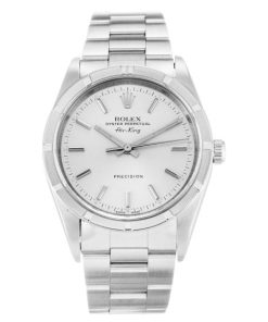 34 MM Steel (Oyster) Silver Baton Replica Rolex Air-King 14010M