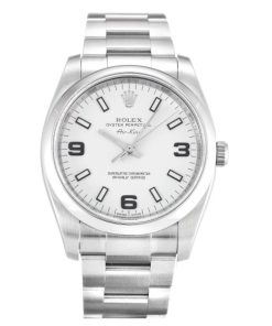 34 MM Steel (Oyster) White Quarter Arabic Replica Rolex Air-King 114200