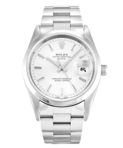 34 MM Steel (Oyster) Silver Baton Replica Rolex Oyster Perpetual Date 15200