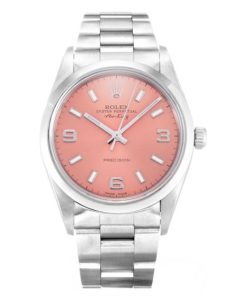 34 MM Steel Pink Quarter Arabic Replica Rolex Air-King 14000