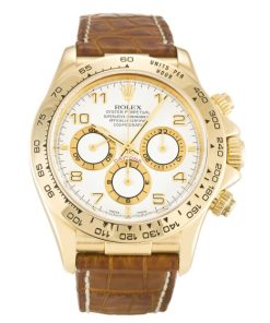 40 MM Crocodile Brown White Arabic Replica Rolex Daytona 16518