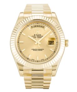 41 MM Yellow Gold Champagne Baton Replica Rolex Day-Date II 218238