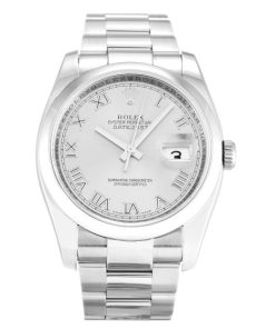 36 MM Steel (Oyster) Silver Roman Numeral Replica Rolex Datejust 116200