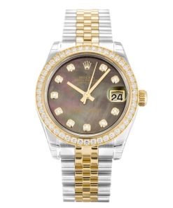 31 MM Steel & Yellow Gold set with Diamonds Replica Rolex Datejust Lady 178383