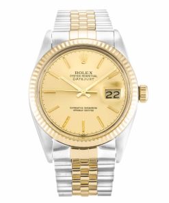 36 MM Steel & Yellow Gold Champagne Baton Replica Rolex Datejust 16013