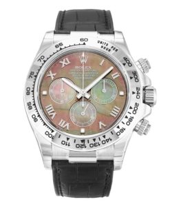 40 MM White Gold Mother of Pearl Black Replica Rolex Daytona 116519